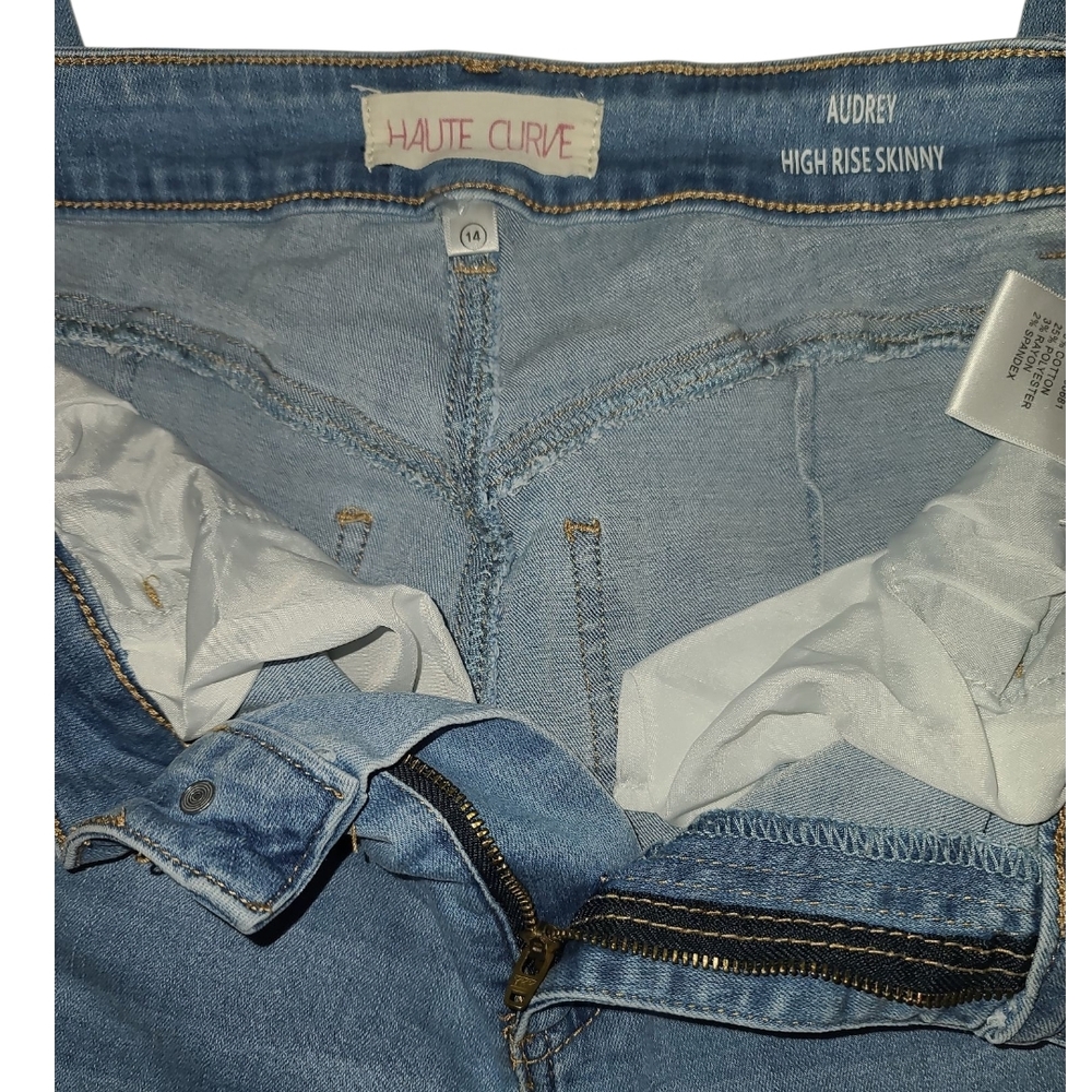 HI-Waisted Distressed Skinny JEANS sz 14 - Picture 6 of 6